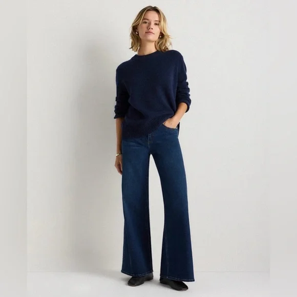 NWT! QUINCE Mongolian Cashmere Oversized Crewneck Sweater True Navy Size Medium - Picture 13 of 15